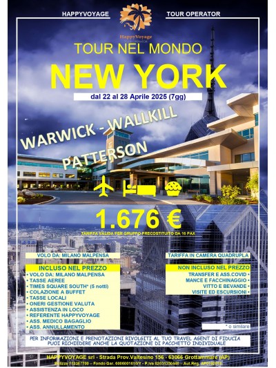 22 Apr. Tour New York 7gg